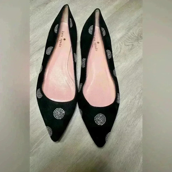 kate spade Shoes - Kate Spade Bayla Black Suede Crystal Flats Sz 8.5